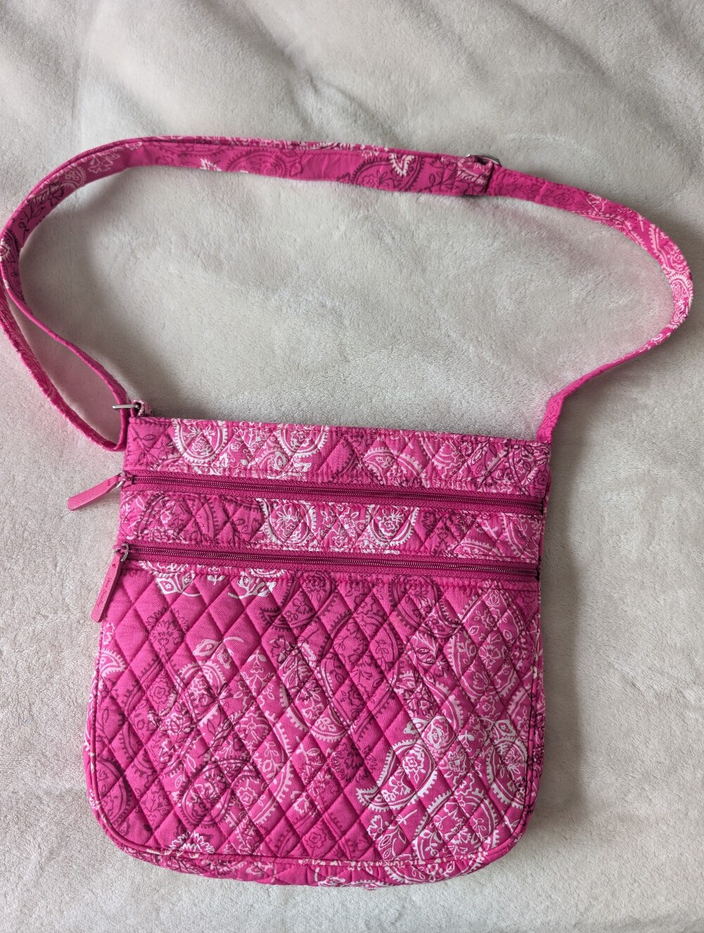 Vera Bradley Pink Quilted Crossbody Bag with Bandana Print